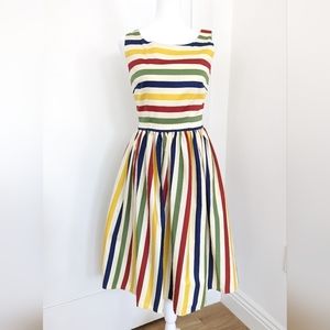 Modcloth fit and flare, retro style, striped dress - XS